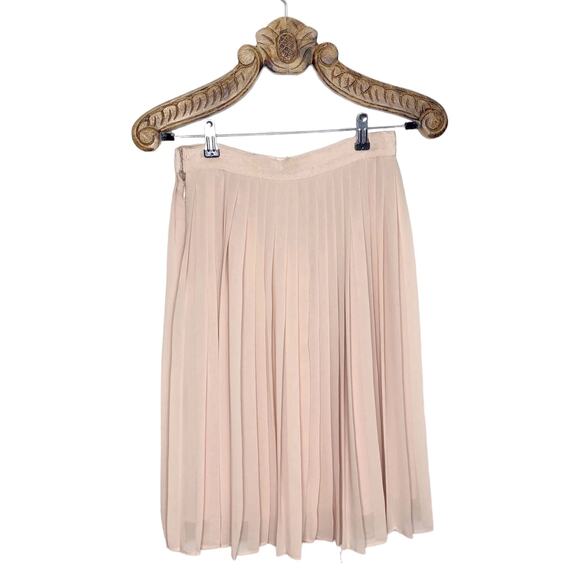 Club Monaco Skirt Cream Neutral Blush Accordion Pleated Midi Chiffon NEW 2 - Picture 2 of 9